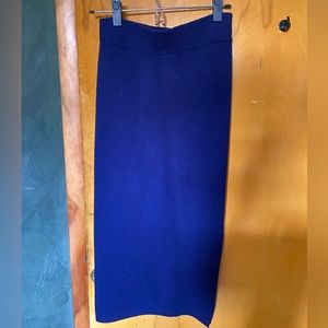Few Moda S/M Navy Blue Ribbed Midi Skirt w/ Side Slip